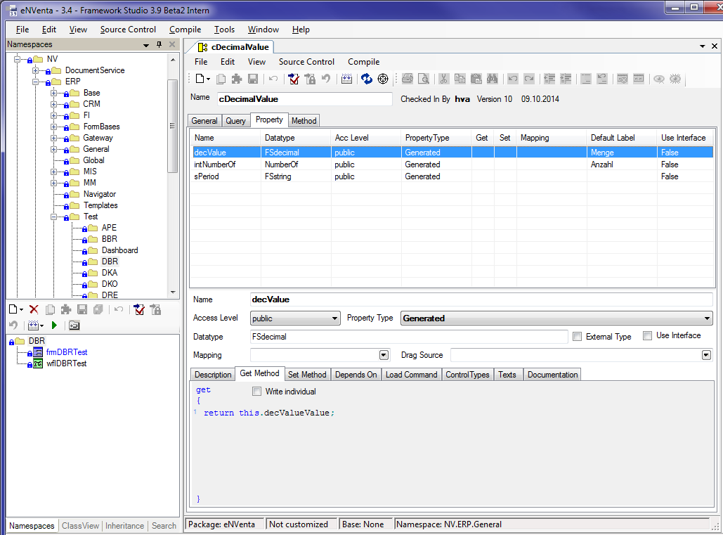 Component Registerkarte Property