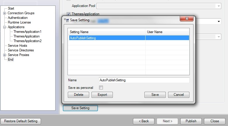 Publish Setting im Repository