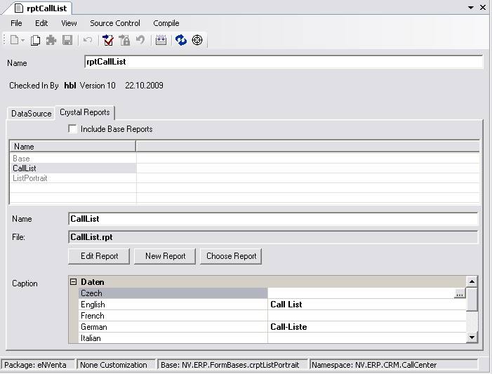 Report Document Type – Crystal Reports