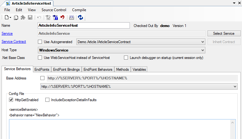 Service Host Properties