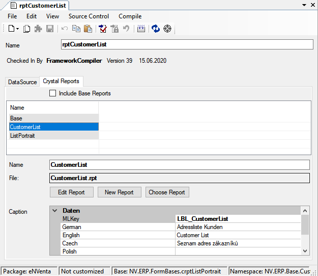 Report Document Type – Crystal Reports
