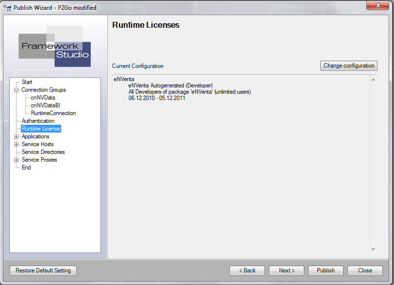 Publish Wizard Runtime Licenses