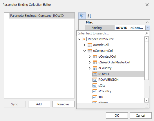 Parameter Binding Collection Editor