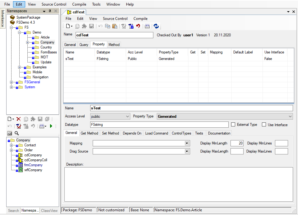 Component Registerkarte Property