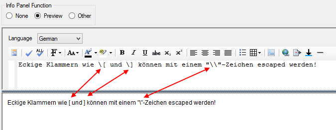 editor-escape-zeichen