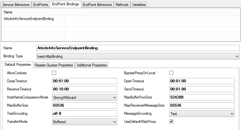 EndPoint Binding Konfiguration