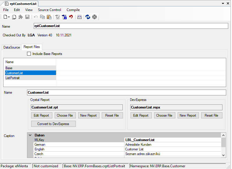 Report Document Type – Crystal Reports