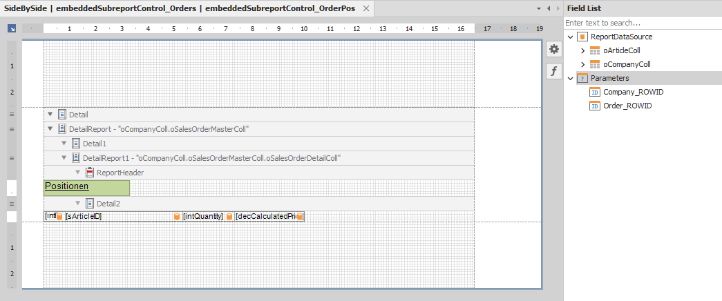 Embedded Subreport OrderPos