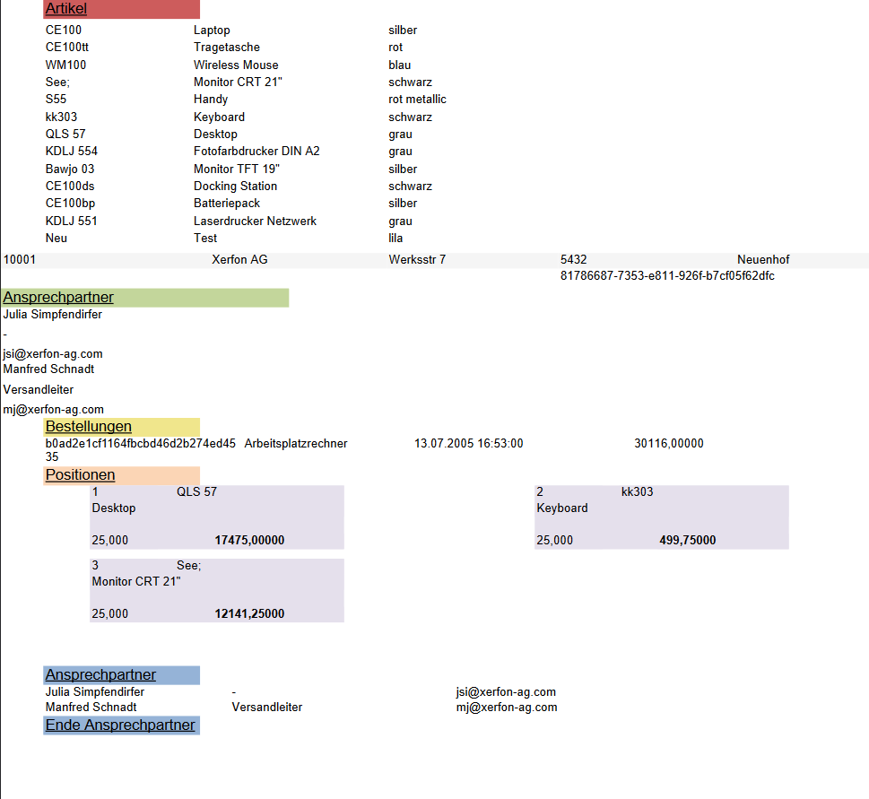 Finaler Report mit Embedded Subreport contact