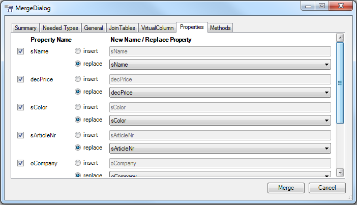 Registerkarte Properties