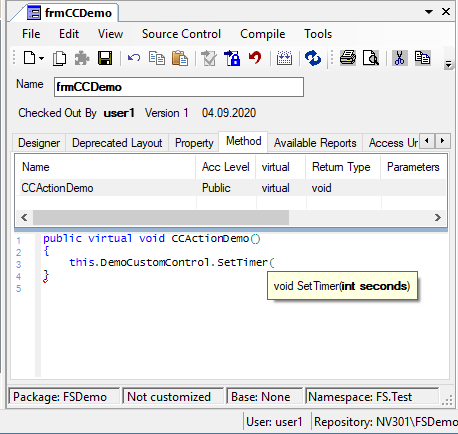 Custom Control Registerkarte Method