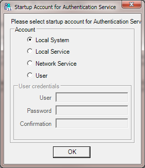 Startup Account for Authentication Service