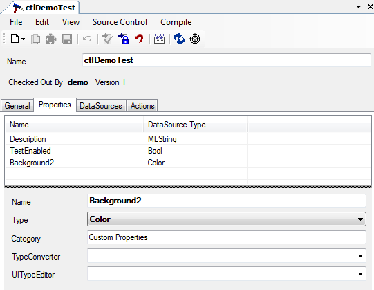 Custom Control Registerkarte Properties