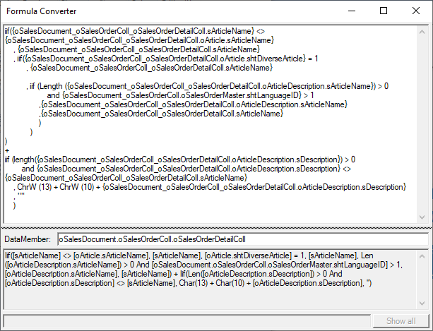 Formula Converter Layout