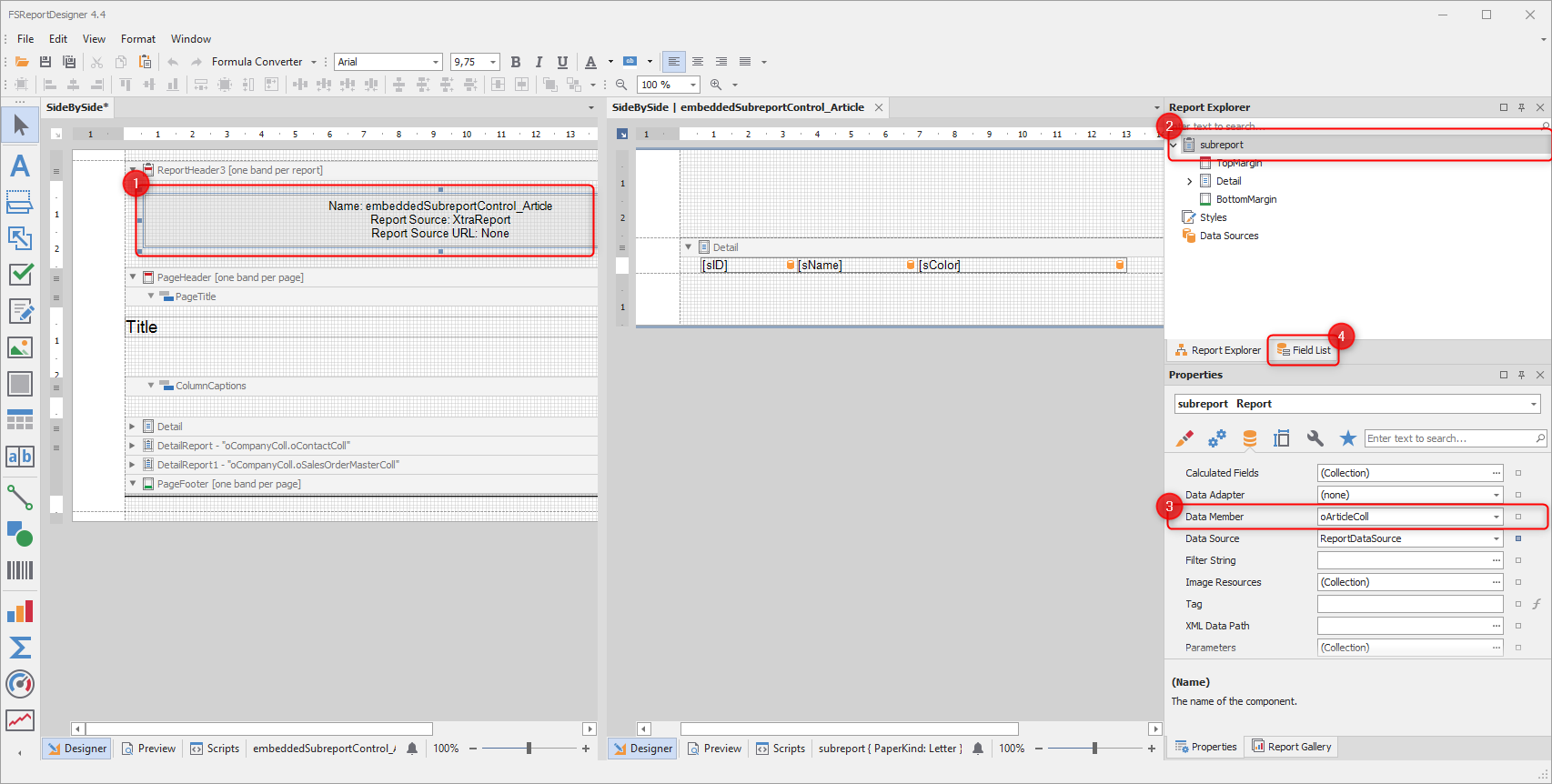 Embedded Subreport im Header anlegen