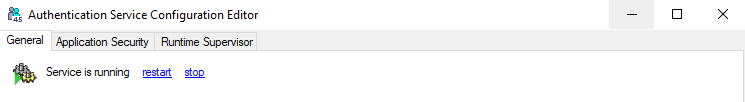 Authentication Service Configuration Editor Registerkarte General