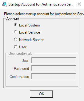 Startup Account for Authentication Service
