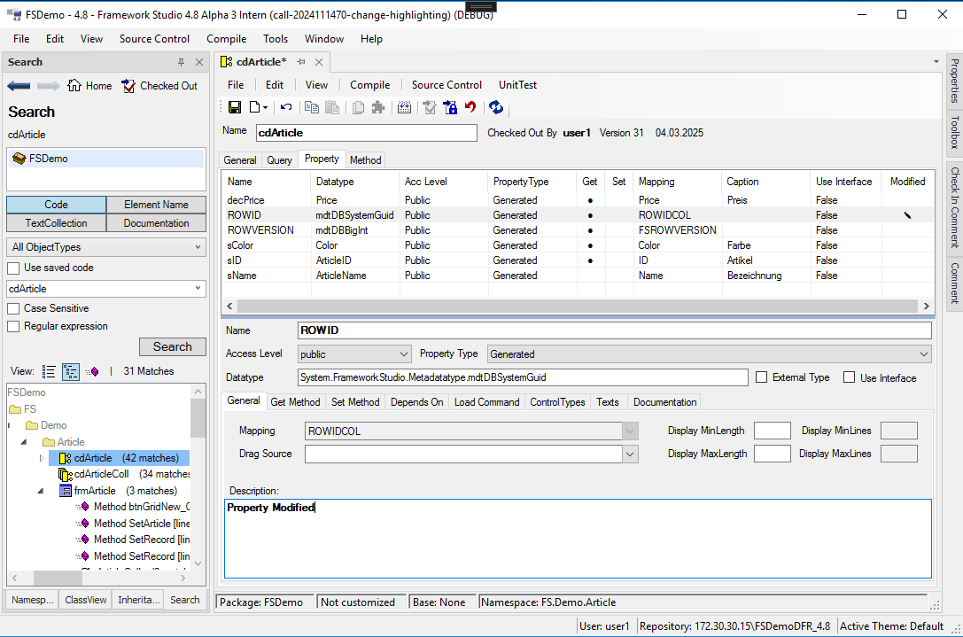 Component Registerkarte Property