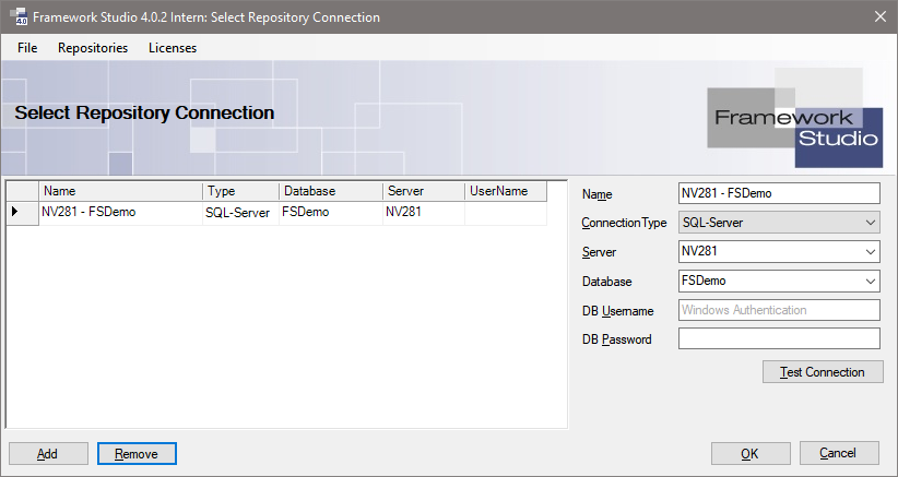 Select Repository Connection