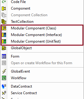 Verschiedene Modular Component Typen