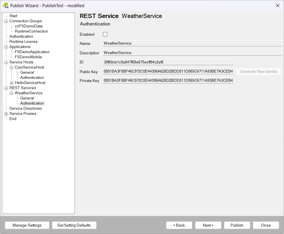 Publish Wizard Service Host/ Authentication