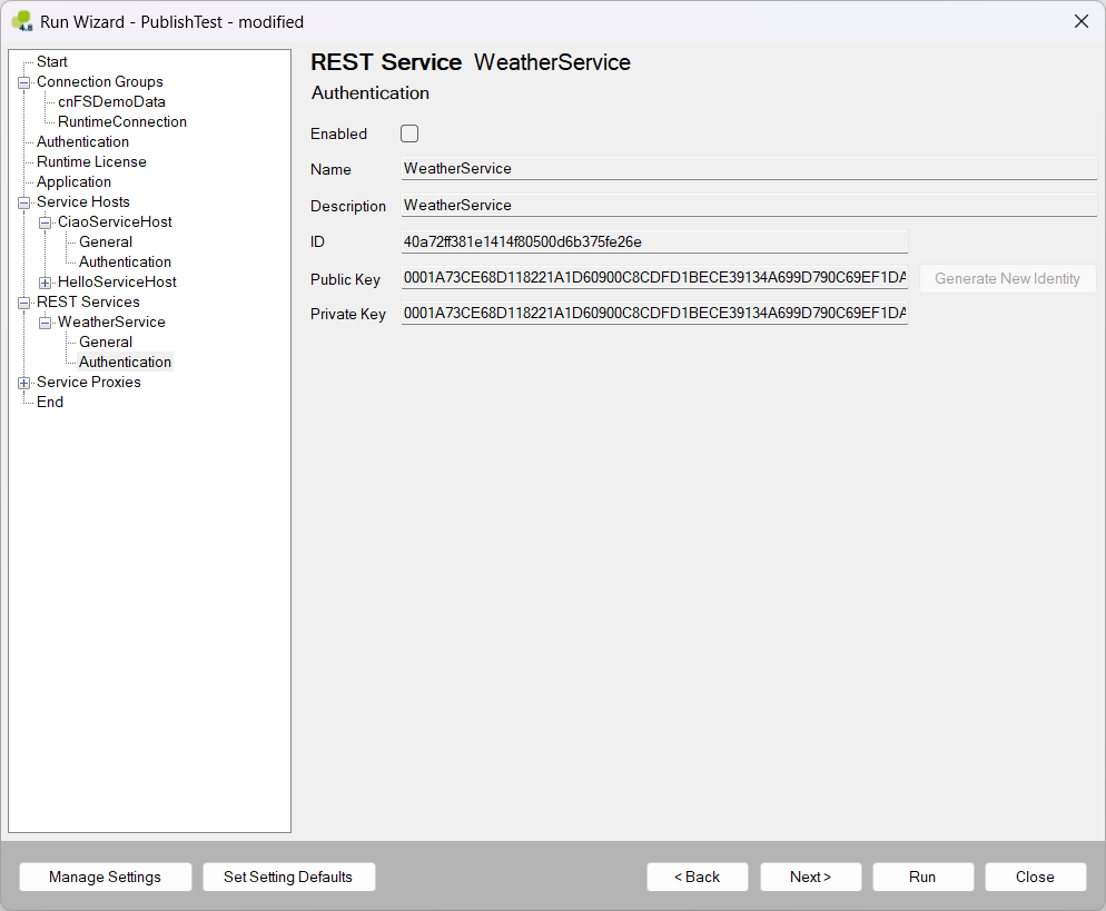 Run-Wizard (REST Services / Authentication)