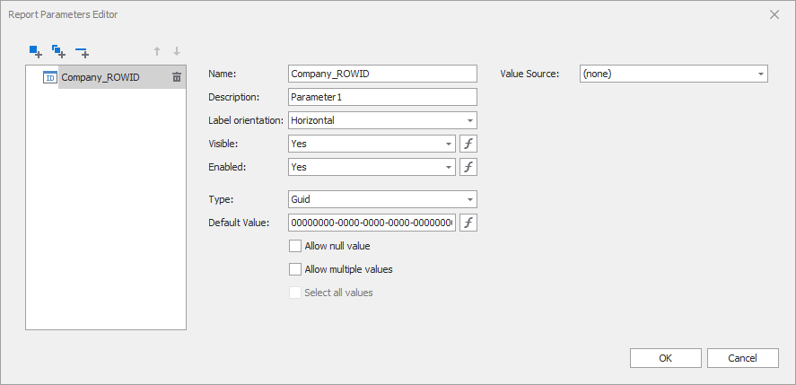 Embedded Report Contact Parameter