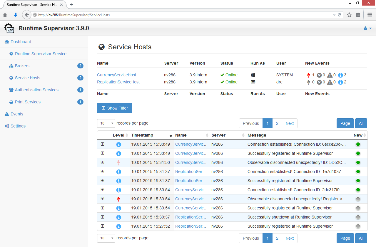 Gruppierte Ansicht eines Observable-Typen