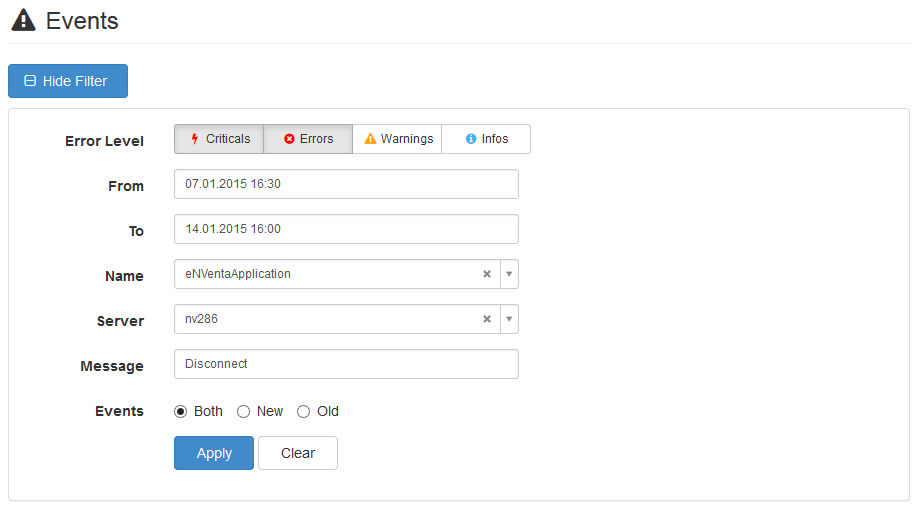 Web Application – Event Filter