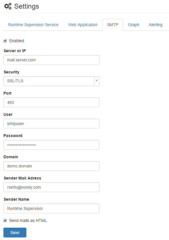 Settings – SMTP