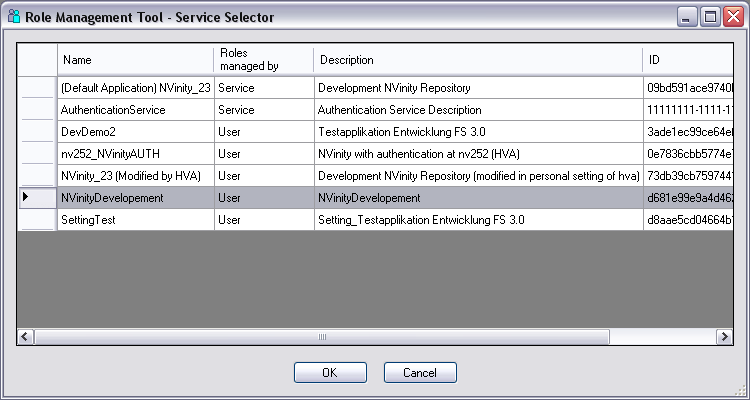Role Management Tool - Service Selector