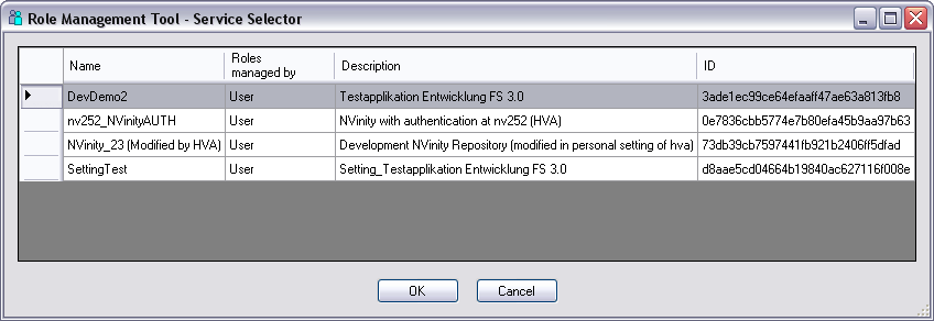 Role Management Tool – Service Selector