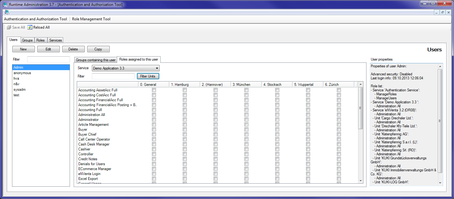 : Runtime Administration (Authentication and Authorisation Tool)
