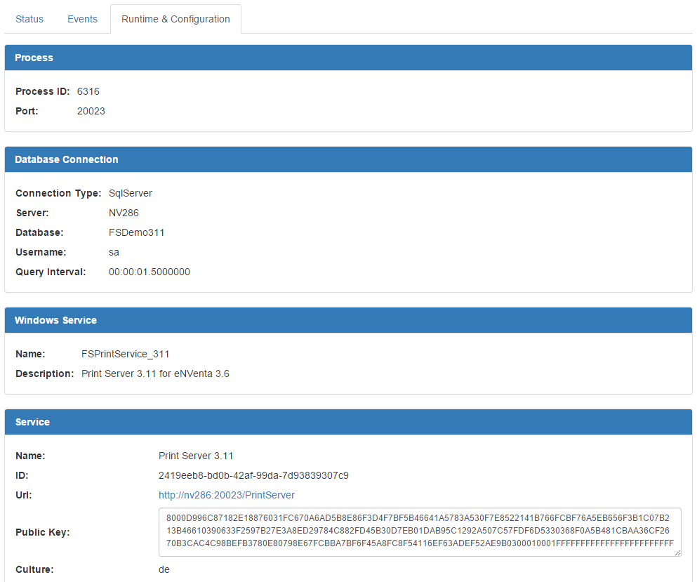 Informationen zur Laufzeit und Konfiguration des Observables